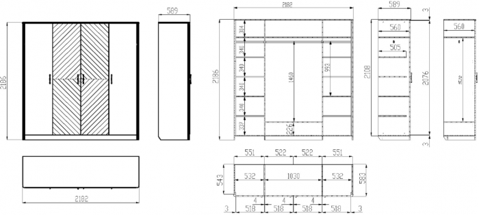 Модульная спальня "Тиволи" из массива дуба, набор 1 - Латте (лак)