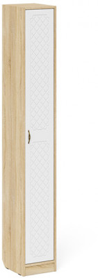 Прихожая П-6-350 Пенал, дуб сонома/фасады МДФ белое дерево фрезеровка ромб