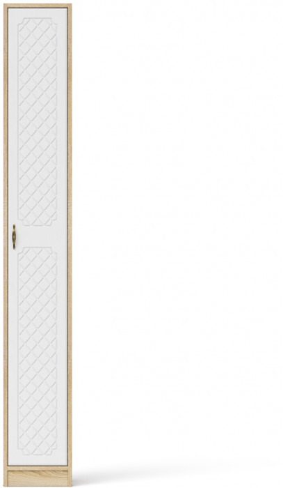 Прихожая П-6-350 Пенал, дуб сонома/фасады МДФ белое дерево фрезеровка ромб
