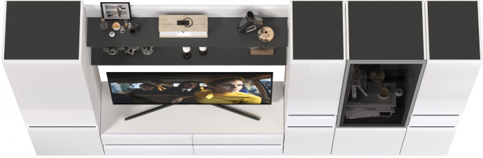 Сидней Комплектация № 065, корпус: белый/чёрный/фасады: МДФ белый глянец