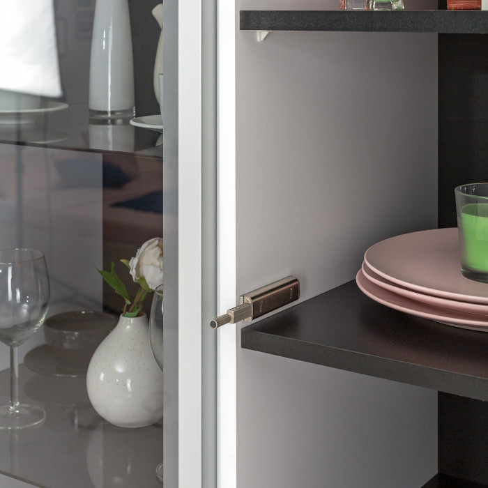 Сидней Комплектация № 065, корпус: белый/чёрный/фасады: МДФ белый глянец