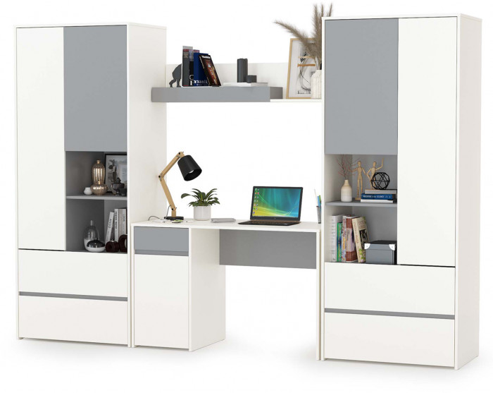 Торонто Компоновка № 05, белый шагрень/стальной серый