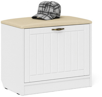 Прихожая П-6 Тумба, цвет белая шагрень/фасады МДФ белое дерево фрезеровка прованс, ШхГхВ 60х35х50 см.