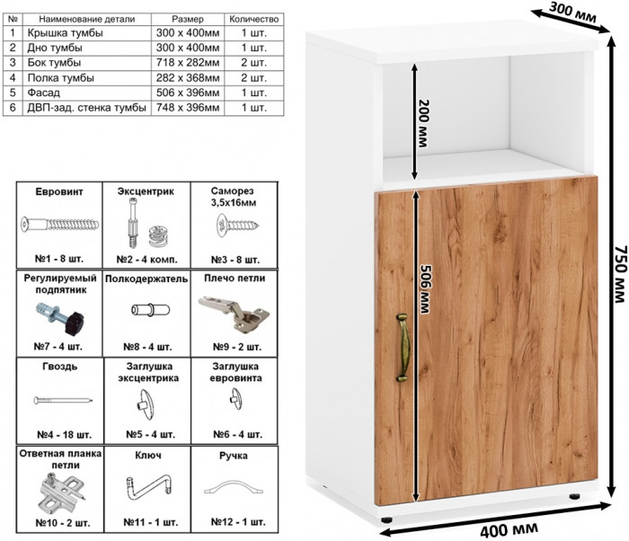 Лидер-8 Стол + Тумба МД 3.19 + Шкаф МД 19Б, белый шагрень/крафт золото