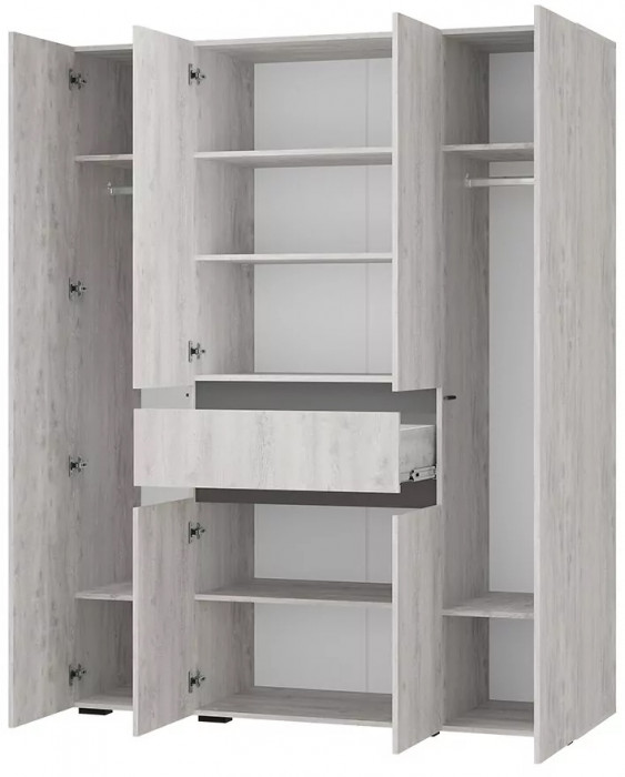 Шкаф 4-х створчатый Мрия ШК-13, Бетон пайн светлый, Графит