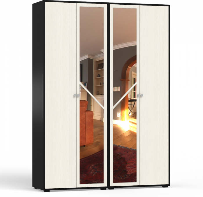 Камелия спальня № 4 Кровать 1800 + Две тумбы + Комод + Шкаф 4-х створчатый, цвет венге/дуб лоредо, сп.м. 1800х2000 мм., б/м, основание есть