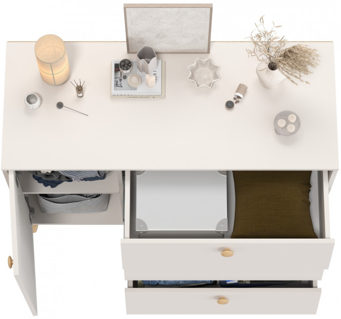 Афина Спальня 4-44901М1к.с. Комод с дверкой и тремя ящиками, кашемир серый