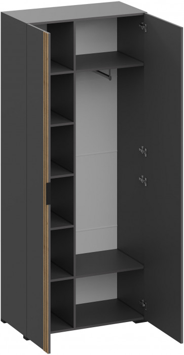 Нао Шкаф 2-х створчатый ШК-4038 с зеркалом, Графит