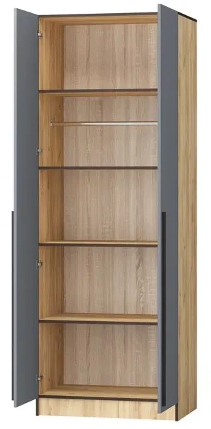 Шкаф Бастион 1000 с антресолью, Графит/Дуб крафт золотой