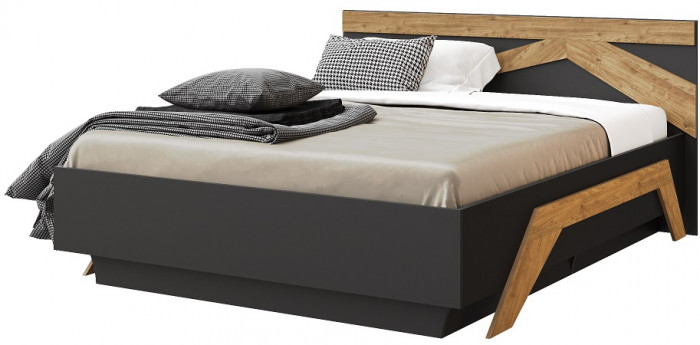 Кровать king-size 180х200 "Скандинавия" с подъемным основанием - Антрацит/Дуб наварра
