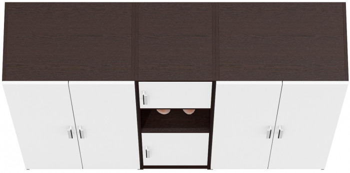 Шкаф С-МД-СК9Ш+Пенал С-МД-СК9П+Шкаф С-МД-СК9Ш, цвет венге/белый шагрень, ШхГхВ 183х45х160 см., универсальная сборка