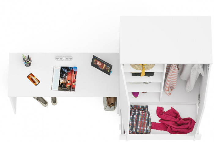 Мори Стол письменный МСП1200.1 + Шкаф МШ900.1, цвет белый, ШхГхВ 210,8х50,4х179,6 см., универсальная сборка