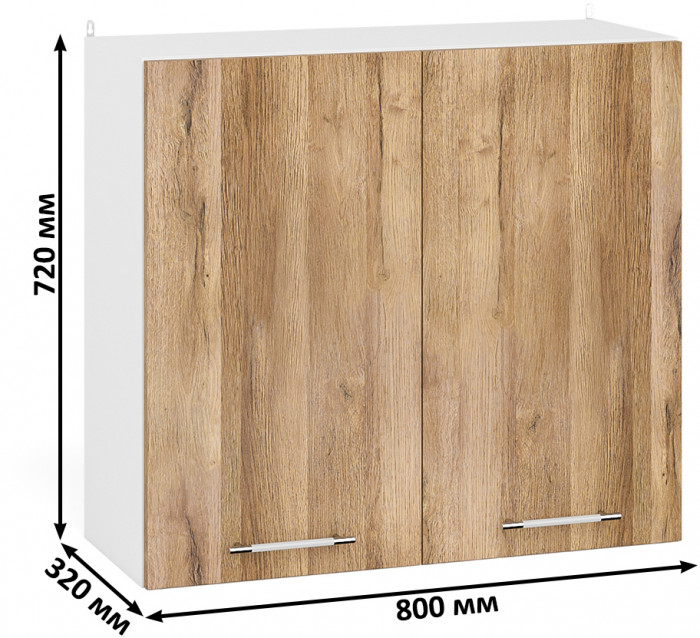 Кухня Мебель--24 ШВ800 Шкаф 80 см., цвет корпус белый/фасад МДФ дуб вотан, ШхГхВ 80х32х72 см.