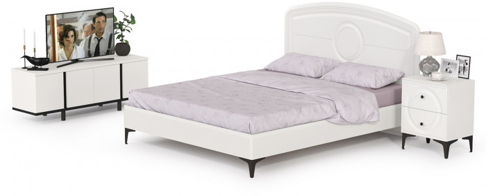 Валенсия Спальня № 11, ЛДСП белый шагрень/чёрный/МДФ белый шагрень