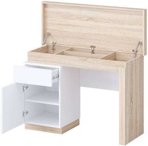 Астра Косметический стол, Белый глянец/Сонома