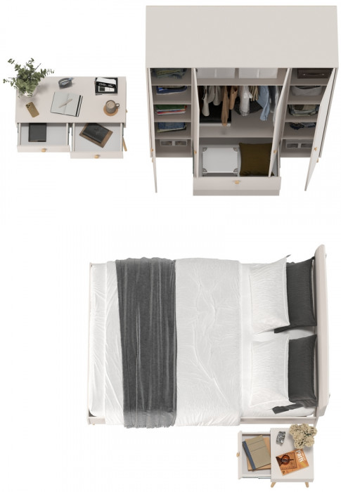 Афина Спальня 33-1400, цвет кашемир серый, сп.м. 1400х2000 мм., б/м, основание есть - фанера