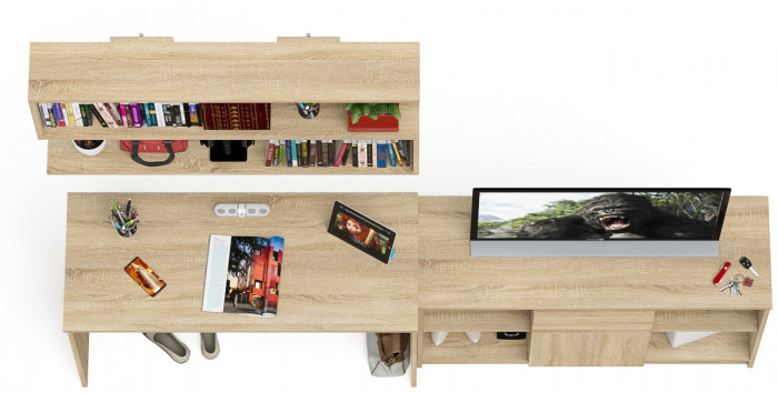 Мори письменный стол МСП1200.1 + Тумба МТВ1204.1 + Полка 1200, дуб сонома