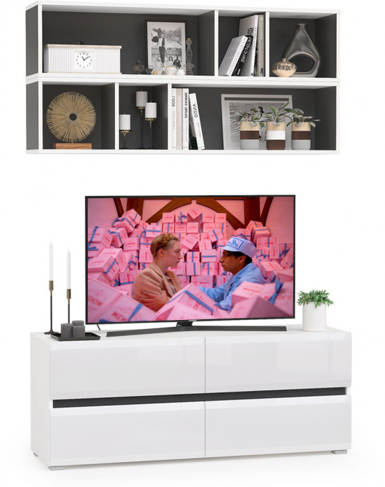 Сидней Комплектация № 003, корпус белый/чёрный/фасады МДФ белый глянец