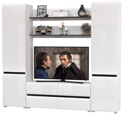 Сидней Комплектация № 067, корпус: белый/чёрный/фасады: МДФ белый глянец