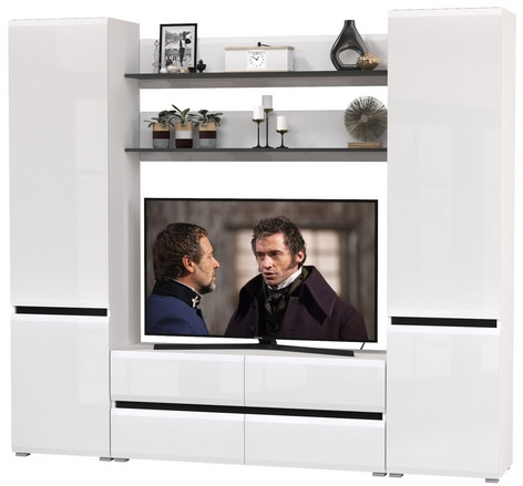 Сидней Комплектация № 067, корпус: белый/чёрный/фасады: МДФ белый глянец