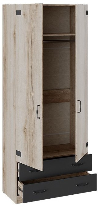 Окланд ТД-324.07.22 Шкаф для одежды комбинированный (Фон Черный/Дуб Делано)