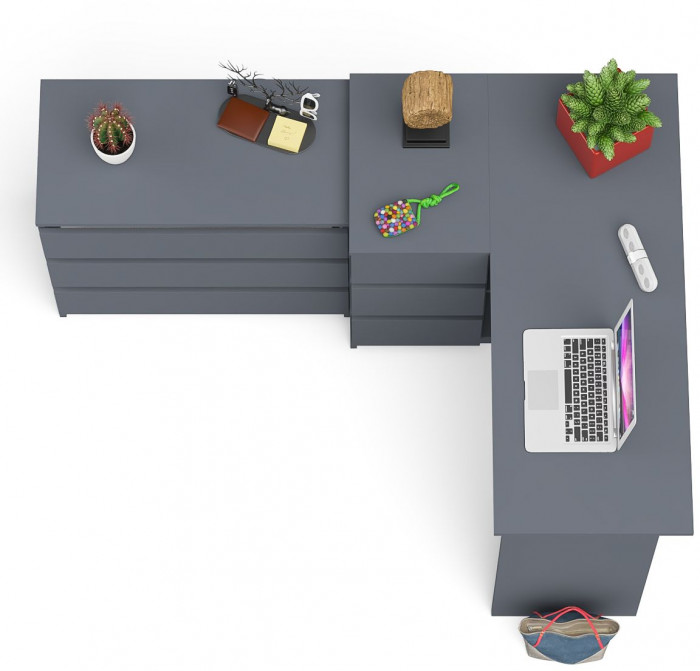 Мори компьютерный стол МС-16 левый + Комод МК800.1, графит