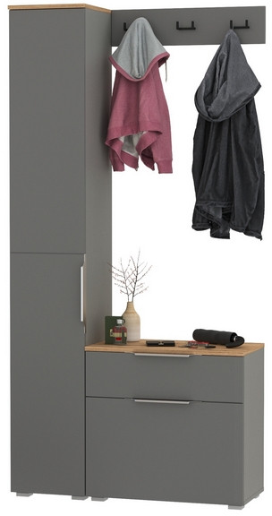 Октава Прихожая 15, серый графит/дуб крафт золотой/фасады МДФ серый графит