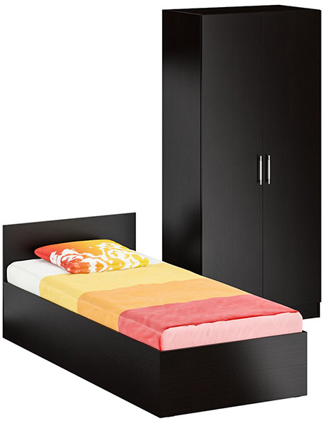 Кровать 0900 + Шкаф 2-х створчатый Стандарт, венге