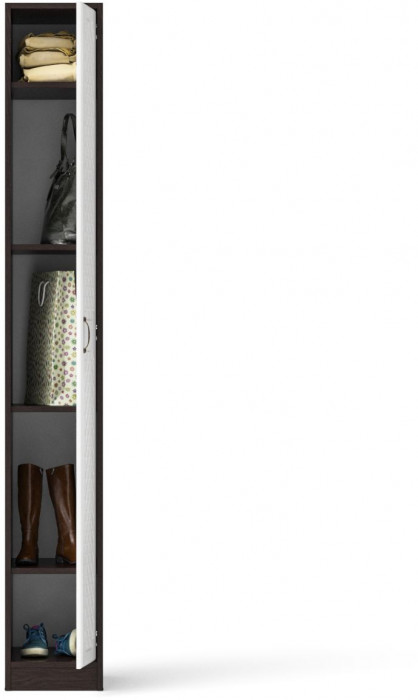 Прихожая П-6-500 Пенал, венге/фасады МДФ белое дерево фрезеровка ромб