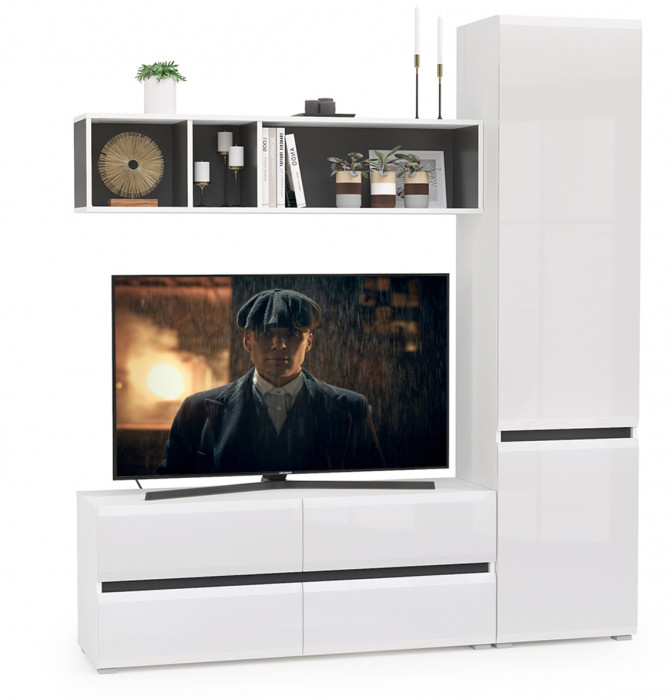 Сидней Комплектация № 004, корпус: белый/чёрный/фасады: МДФ белый глянец