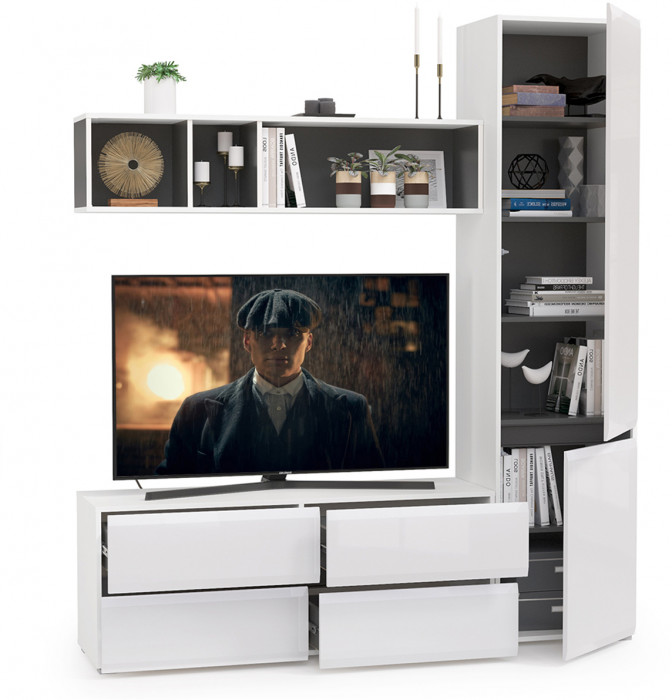 Сидней Комплектация № 004, корпус: белый/чёрный/фасады: МДФ белый глянец