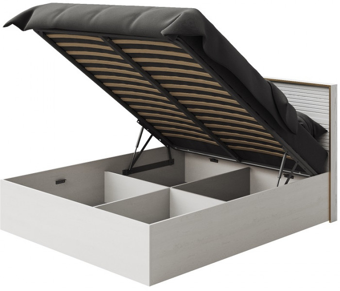 Кровать 160х200 "Монтиз" с подъемным основанием - Белый текстурный/Корунд джелато