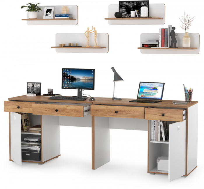 Вуди Компоновка № 02, белый премиум/дуб крафт золотой