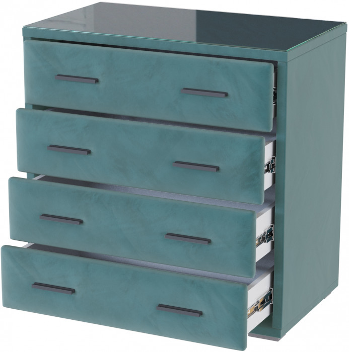 Интерьерный комод со стеклом бирюза