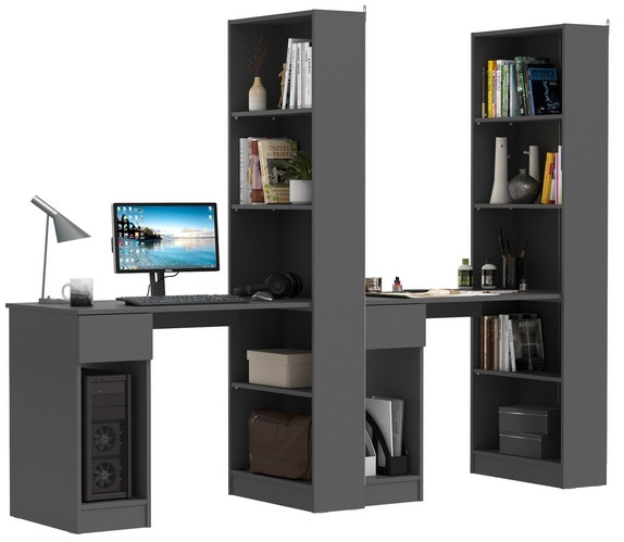 Лайт Шкаф комбинированный 10.01 + 10.01, цвет тёмно-серый, ШхГхВ 230,6х58,2х179 см., универсальная сборка(обязательно крепление к стене)