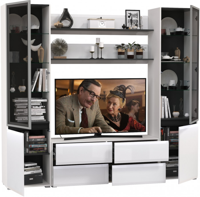 Сидней Комплектация № 068, корпус: белый/чёрный/фасады: МДФ белый глянец