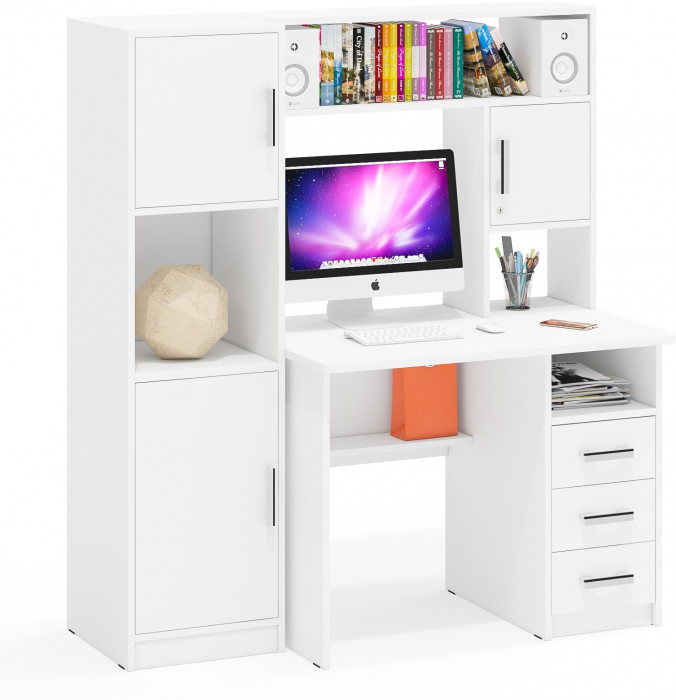 компьютерный стол С-МД-СК9+Пенал С-МД-СК9П, белый шагрень