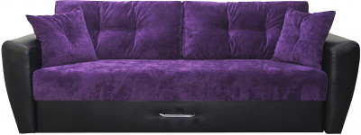 Диван еврокнижка Амстердам 160 ЛЮКС 11 ФИОЛЕТОВЫЙ ВЕЛЮР ЭКОКОЖА ЧЕРНАЯ НПБ