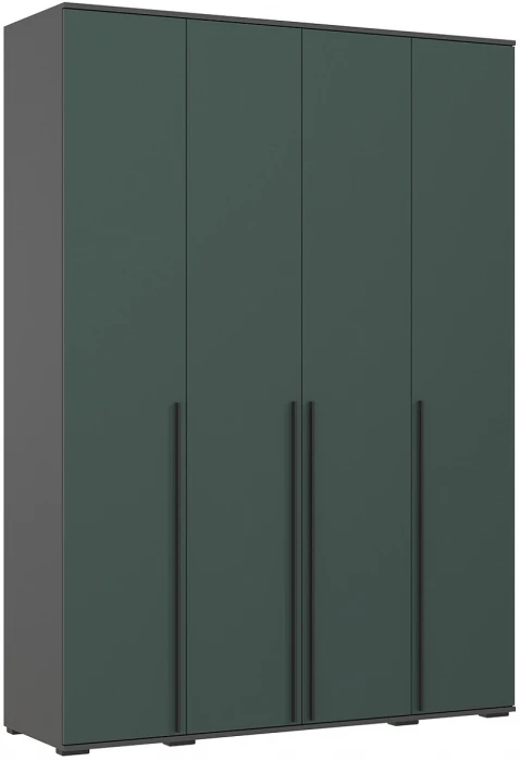 Норд Шкаф 4-х створчатый 1600 с антресолью, Графит/Изумруд