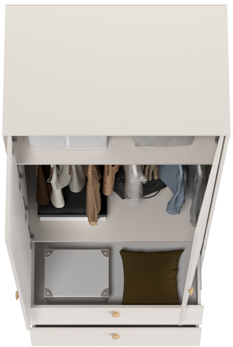 Афина Спальня 4-75901М1к.с. Шкаф 2-х дверный с двумя ящиками, цвет кашемир серый, ШхГхВ 90,3х56,3х220 см., цвет ножек: тик