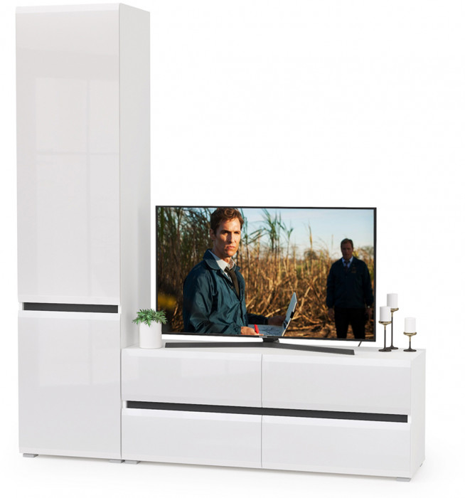 Сидней Комплектация № 005, корпус: белый/чёрный/фасады: МДФ белый глянец