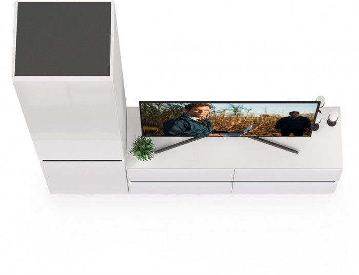 Сидней Комплектация № 005, корпус: белый/чёрный/фасады: МДФ белый глянец