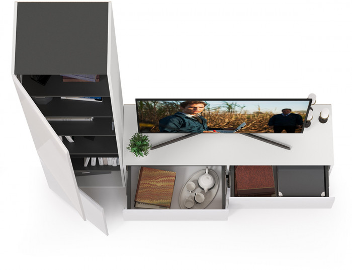 Сидней Комплектация № 005, корпус: белый/чёрный/фасады: МДФ белый глянец