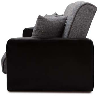 Раскладной диван-кровать, прямой, книжка, цвет серо-черный, кожа/рогожка, Лондон 140х190