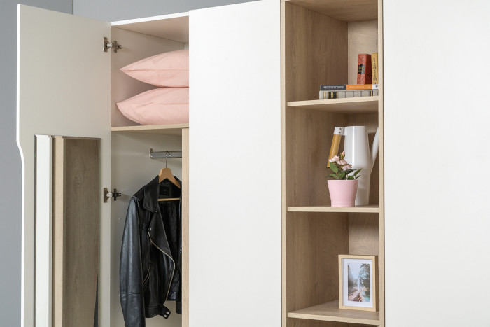 Муссон 13.198 Шкаф двухстворчатый, белый/дуб эндгрейн элегантный