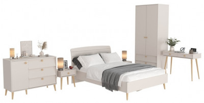 Афина Спальня 01-1400, цвет кашемир серый, сп.м. 1400х2000 мм., б/м, основание есть - фанера