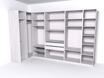 Гардеробная Рум. Комплект 5.1 без фасадов, ясень