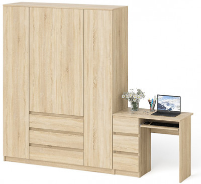 Мори компьютерный стол МС-6 левый + Шкаф МШ1600.1, дуб сонома