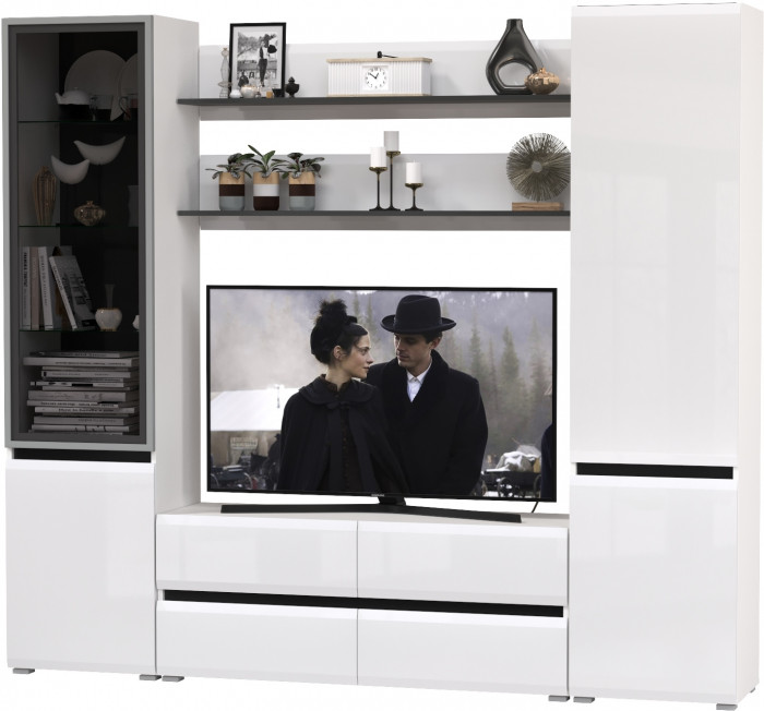 Сидней Комплектация № 069, корпус: белый/чёрный/фасады: МДФ белый глянец