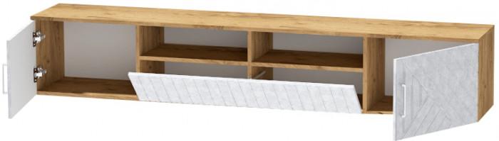 Тумба-3 под ТВ подвесная "Иннэс-7", Крафт золотой/Бетон снежный